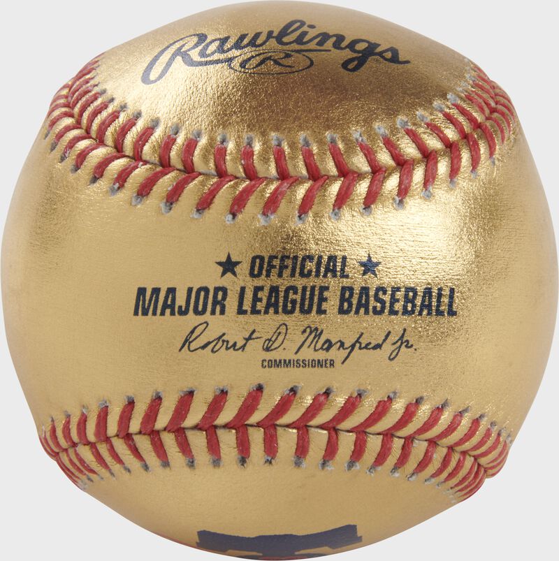 A Philadelphia Phillies Rawlings Gold MLB team baseball with the official ball MLB stamp - SKU: RSGEA-GOLDPHI-R