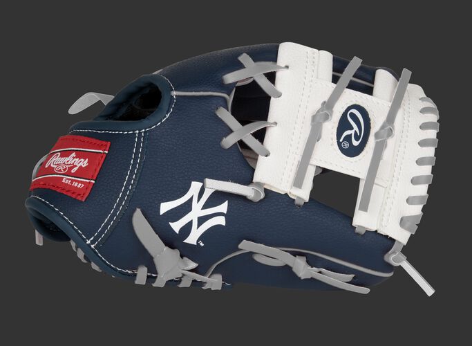 A navy, white & red New York Yankees 10-inch team logo glove with a white I-web and "NY" logo on the thumb - SKU: 22000030111