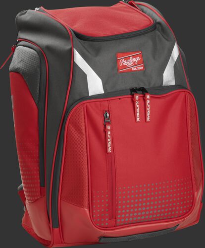 Right angle view of a scarlet Rawlings Legion backpack - SKU: LEGION-S