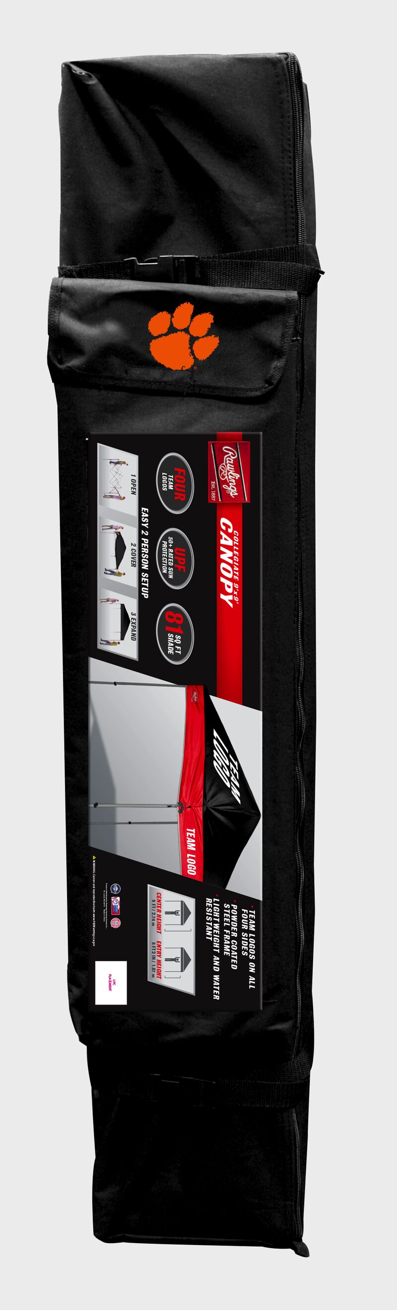 Black carry case for a Clemson Tigers canopy loading=