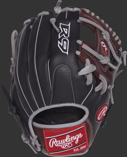 R9204-2BSG 11.5-inch R9 I web glove with a black back and grey binding and welting