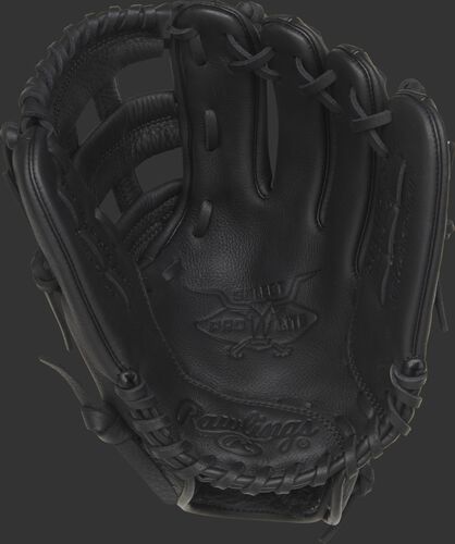 Palm view of a SPL112CS Rawlings Corey Seager youth baseball glove with a black palm and black laces