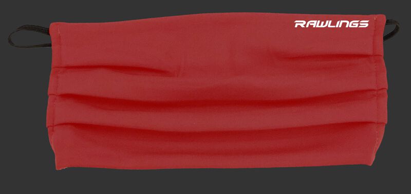 A red Rawlings Performance Wear ear loop sports mask - SKU: RMSKE-RED