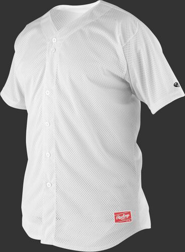 Front of Rawlings White Adult Short Sleeve Jersey - SKU #RBJ167