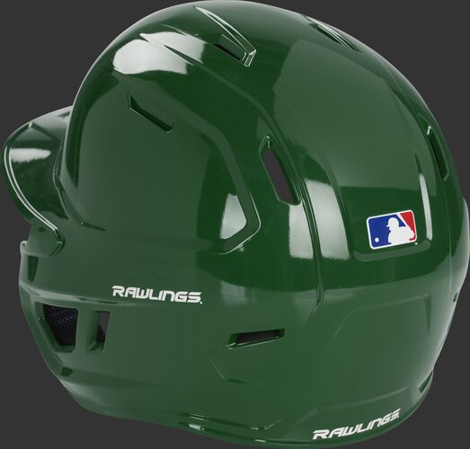 Back left of a dark green MCH01A Mach helmet with air ventilation holes up the back