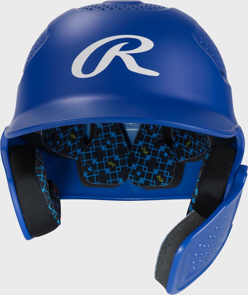 Front of a royal Rawlings RX2 Reverse batting helmet loading=