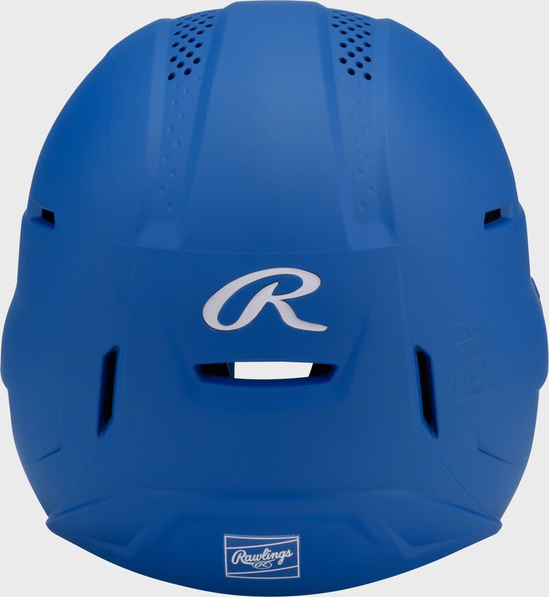 Back of a royal Rawlings RX2 fastpitch batting helmet loading=