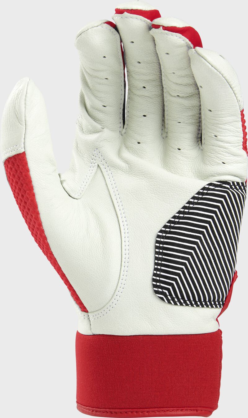 White palm of a scarlet 2022 Workhorse batting glove - SKU: WH22BG-S
