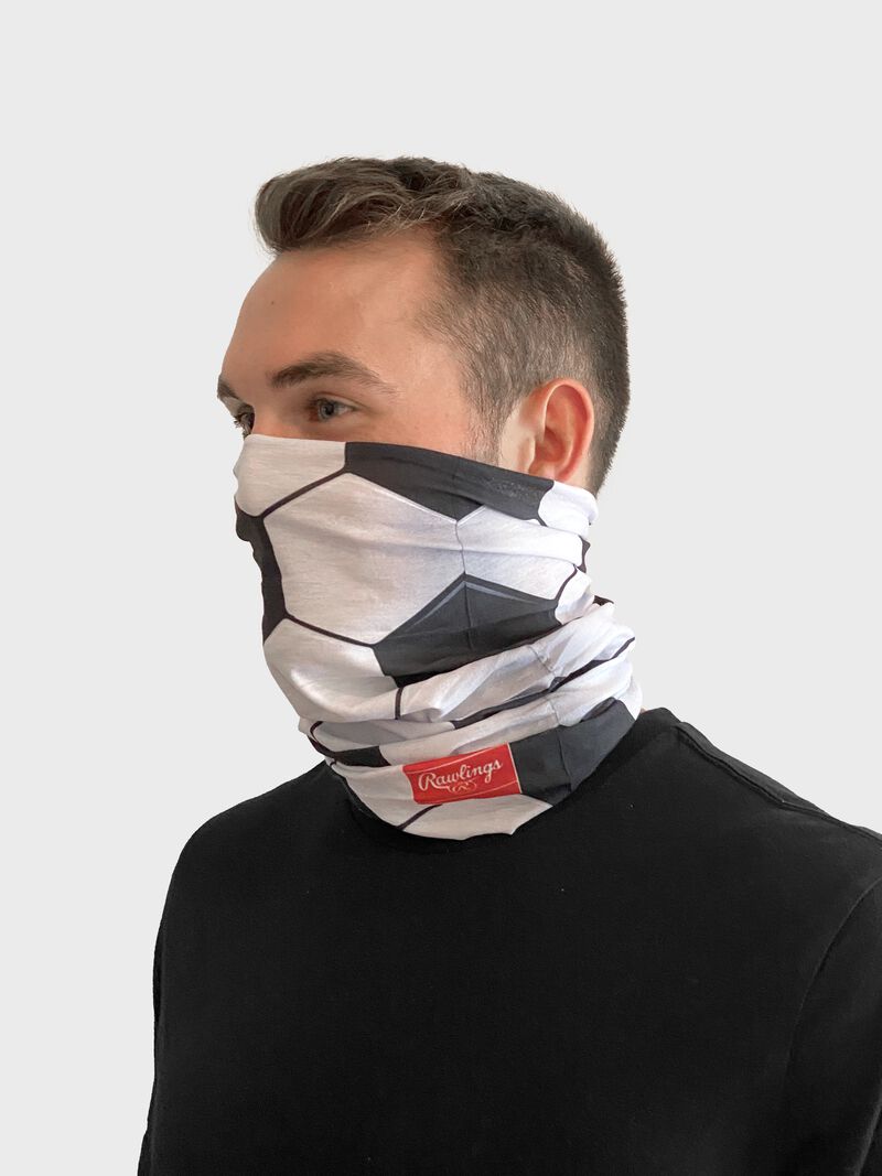 Front left-side view of Rawlings Adult Multi-Functional Head and Face Gear, Soccer - SKU: RC40006-100