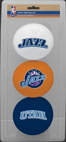 Rawlings White, Brown, and Navy NBA Utah Jazz Three-Point Softee Basketball Set With Team Logo SKU #03524217114