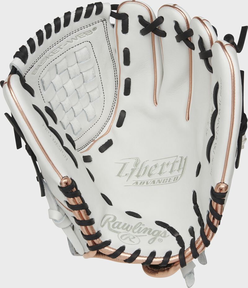 RLA120-3RG Rawlings Liberty Advanced Color Series glove with a white palm, white web and black laces
