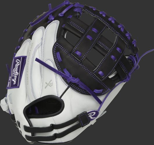 RLACM33FPPU 33-inch Liberty Advanced catcher's mitt with a white back and adjustable pull strap