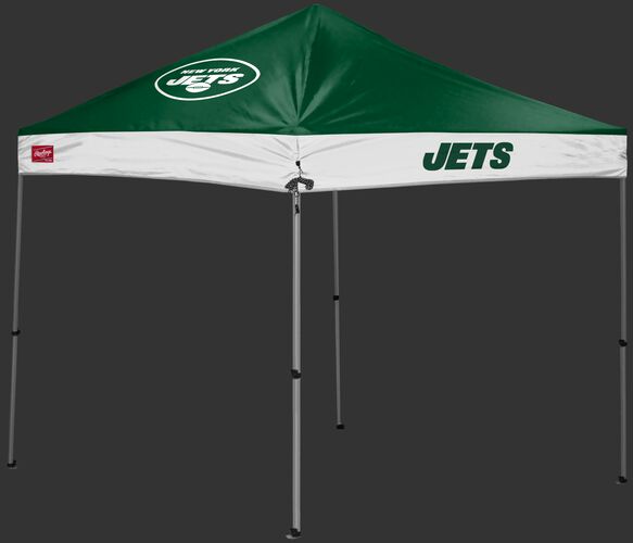 A green/white New York Jets 9x9 shelter with a team logo on the left side - SKU: 03231079113