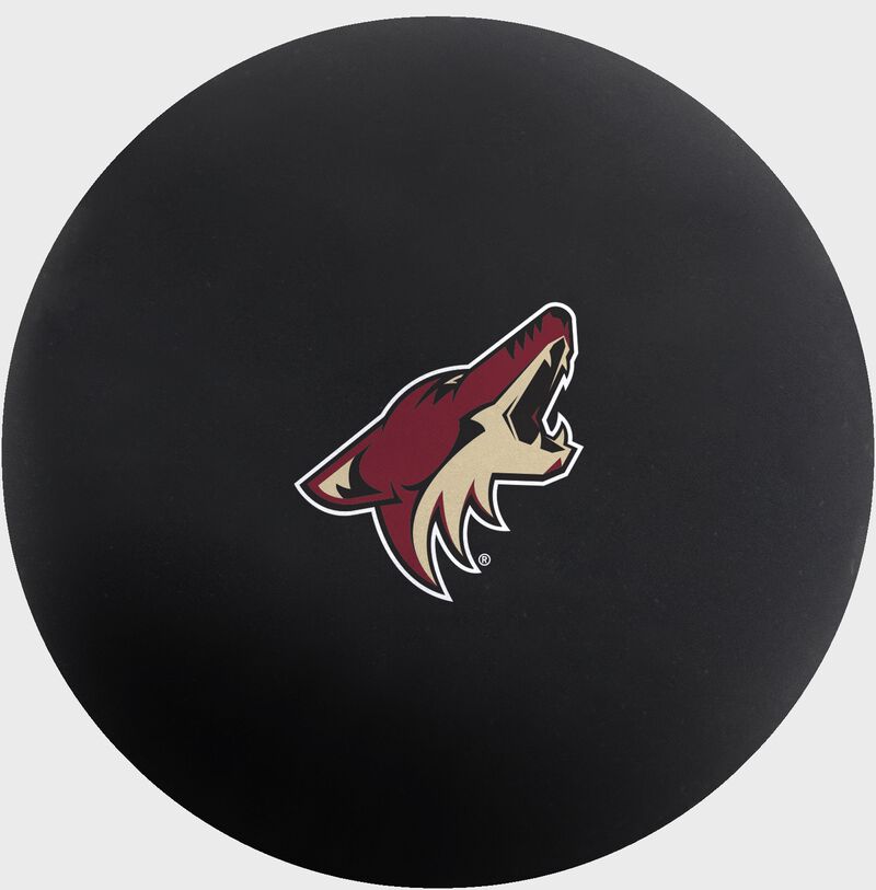 Coyotes logo on a black Arizona Coyotes big fly rubber bounce ball - SKU: 06524127111