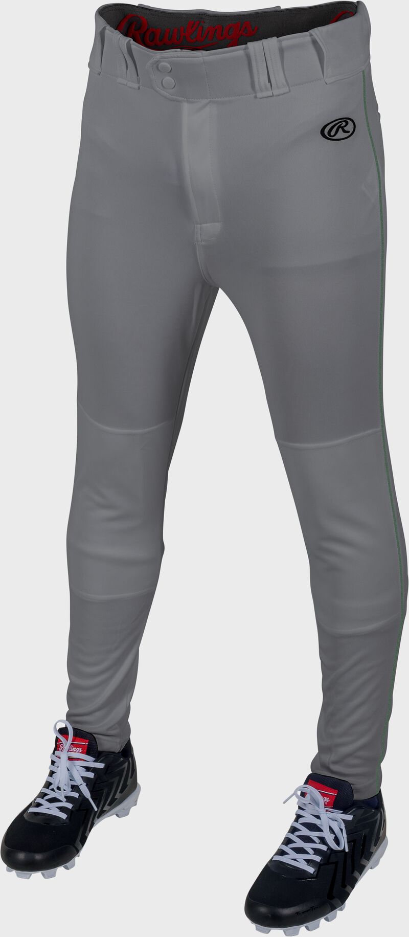 Rawlings Launch Jogger Fit Piped Baseball Pants, Adult 2XL, Blue Gray/Dark Green