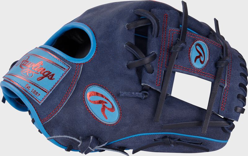 Thumb of a navy Heart of the Hide Pro Label denim infield glove