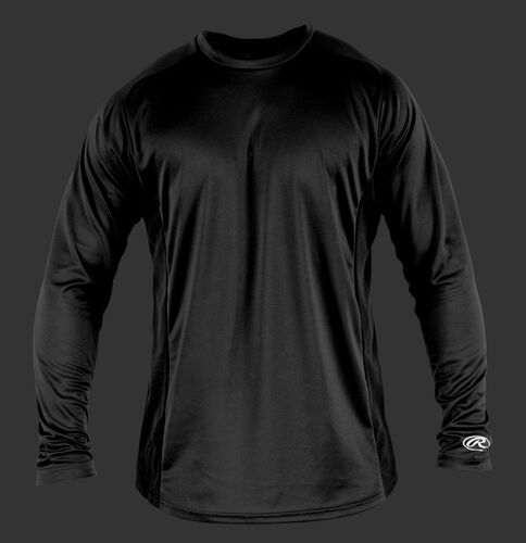 Front of Rawlings Black Adult Long Sleeve Shirt - SKU #LSBASE