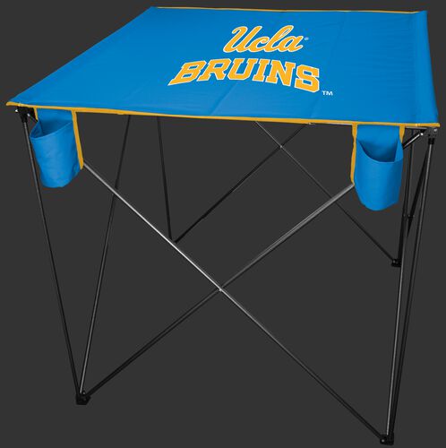 A blue NCAA UCLA Bruins bar height tailgate table with the Bruins logo in the middle - SKU: 10063065511