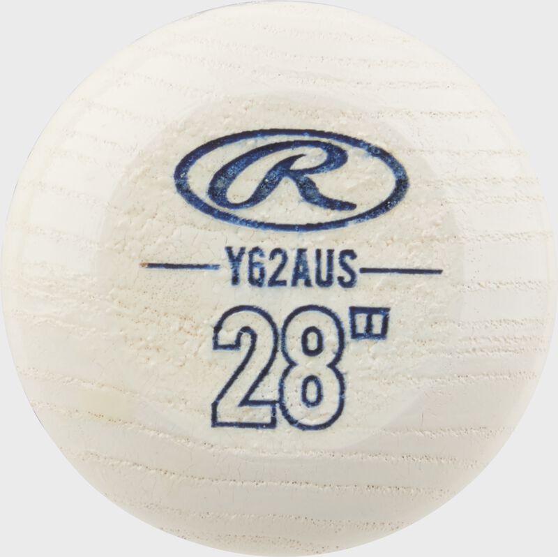 End cap view of a 2021 Player Preferred Youth Ash Wood bat - SKU: Y62AUS