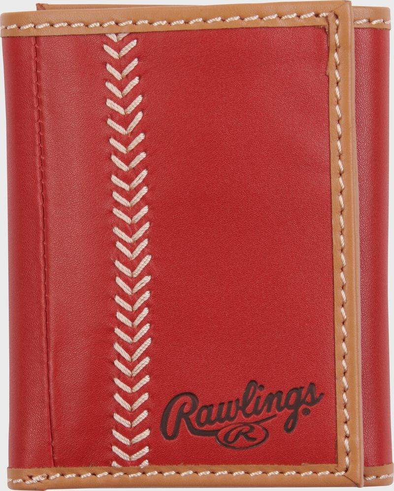 Rawlings "Pop" Baseball Stitch Tri-Fold Leather Wallet