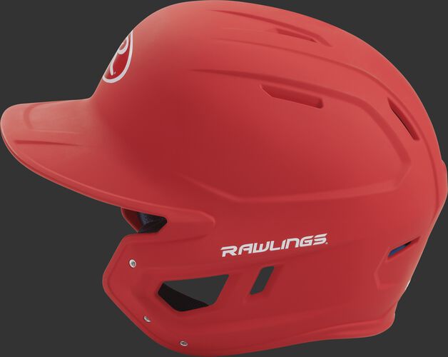 MACH senior Rawlings batting helmet with a one-tone matte scarlet shell