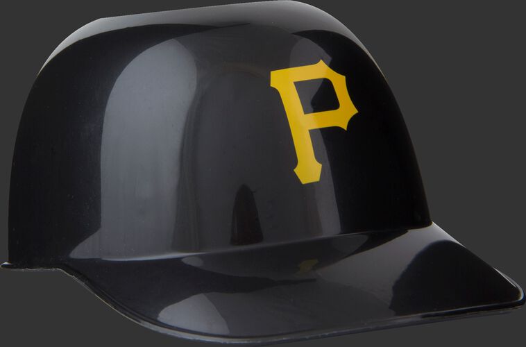 Front of Rawlings Black MLB Pittsburgh Pirates Snack Size Helmets With Team Logo SKU #01950021121