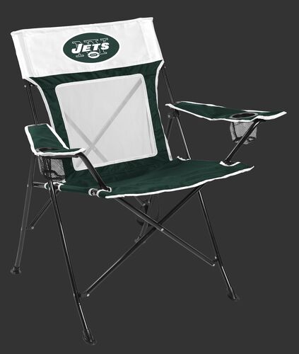 Front of Rawlings Green and White NFL New York Jets Game Changer Chair With Team Logo SKU #00651079111