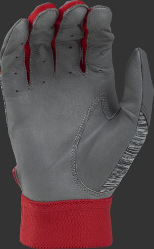 Grey palm of a grey/scarlet 5150GBGY youth 5150 bating glove