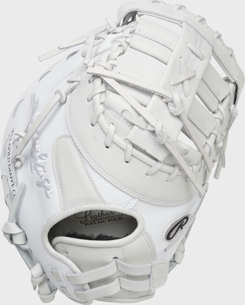 Back of a white Liberty Advanced Color Series first base mitt - SKU: RLADCTSBWSS
