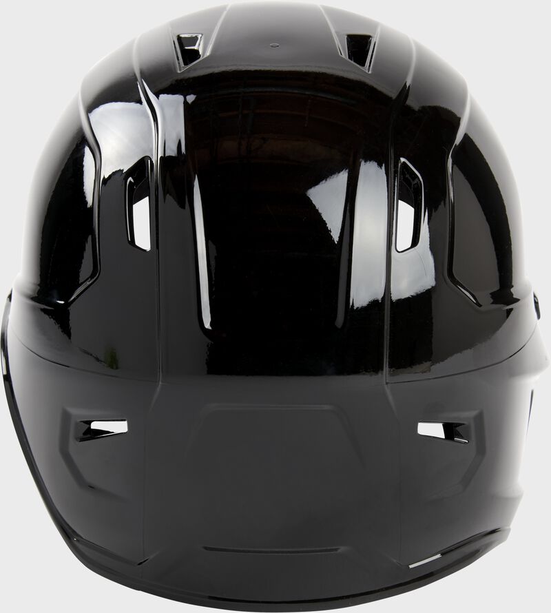 Back of a black Rawlings Mach lefty helmet - SKU: MSE01A-LHB