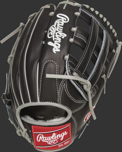 Back of a black Pro Preferred Kevin Kiermaier glove with a black H web - SKU: PROS3039-KK39