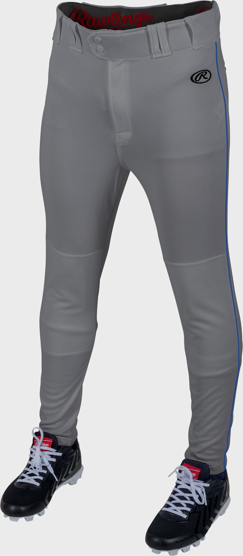 Rawlings Launch Jogger Fit Piped Baseball Pants, Adult 2XL, Blue Gray/Royal