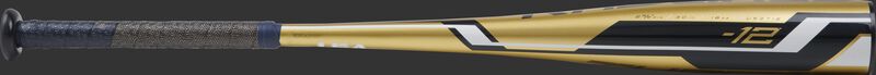 USZT12 Rawlings -12 Threat bat with a gold barrel and navy/white accents