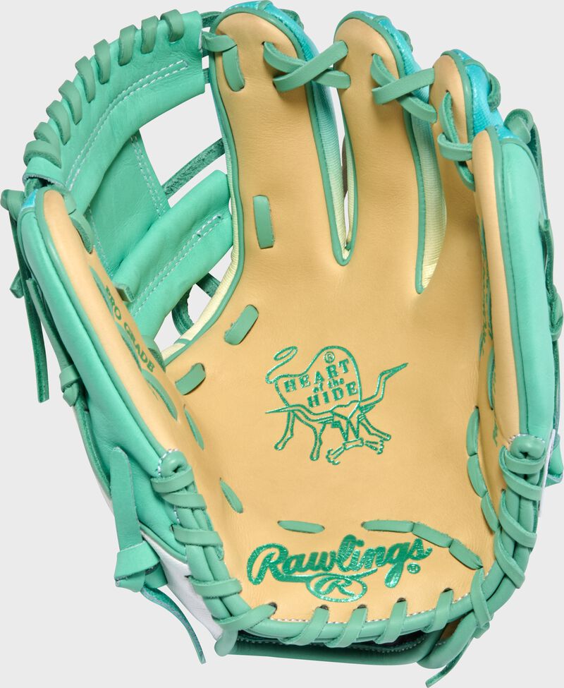 Exclusive Heart of the Hide 11.25-Inch Pink/Columiba Blue infield Glove, Right Hand Throw