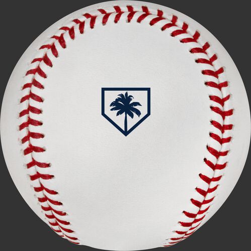The official MLB Spring Training Florida 2019 logo stamped on the ROMLBSTFL19 baseball