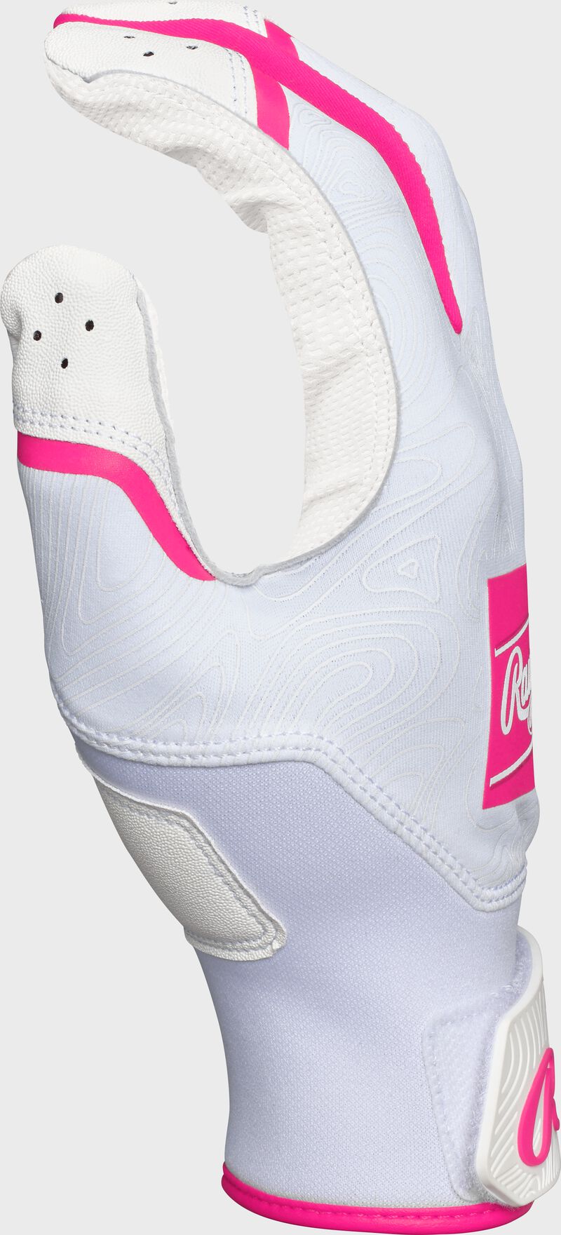 White thumb of a pink Clout batting glove