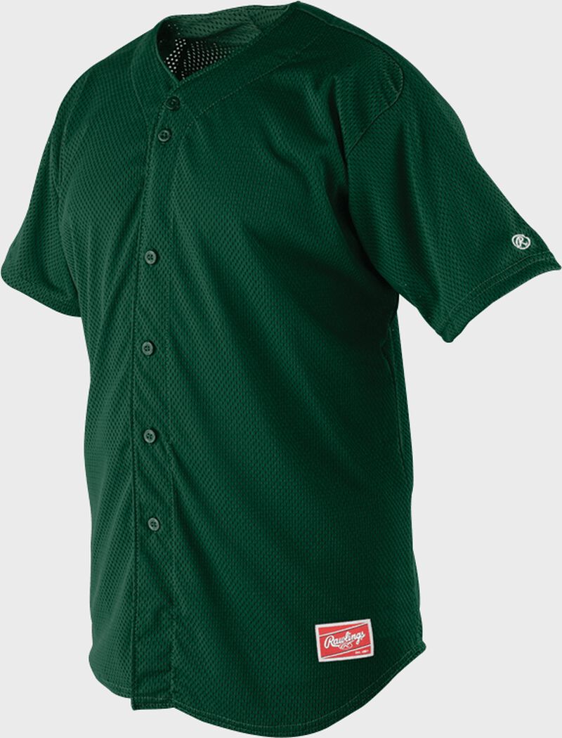 Front of Rawlings Dark Green Adult Short Sleeve Jersey  - SKU #RBJ167