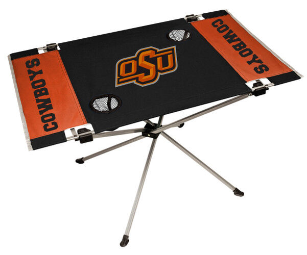 Rawlings Orange and Black NCAA Oklahoma State Cowboys Endzone Table With Two Cup Holders, Team Logo, and Team Name SKU #04053044111