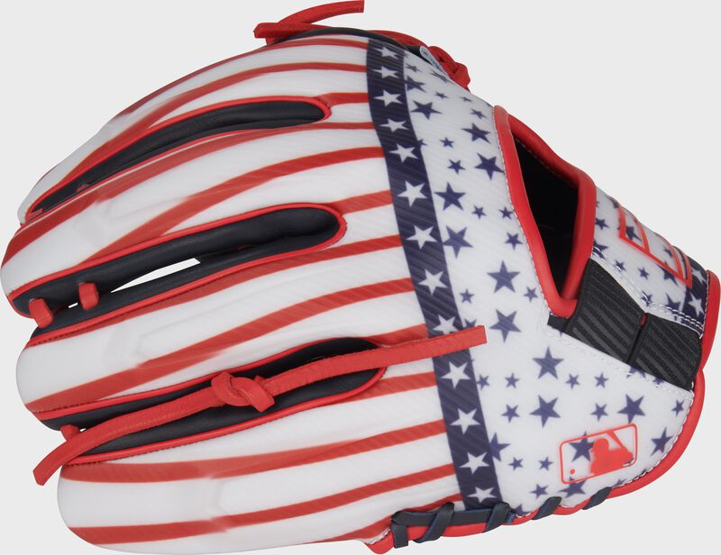 Back of a Rawlings 4th of July REV1X 11.5" infield glove