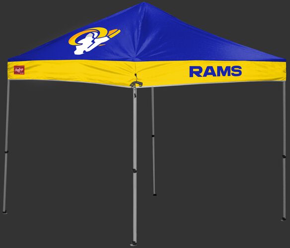 A navy/white Las Angeles Rams 9x9 shelter with a team logo on the left side - SKU: 03231073115