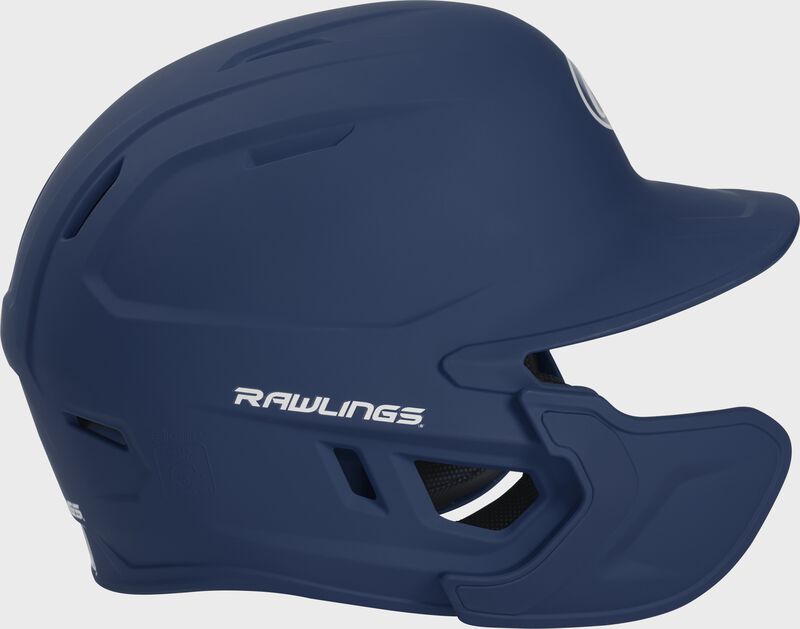 Right-side view of Mach Left Handed Batting Helmet with EXT Flap | 1-Tone, Navy loading=