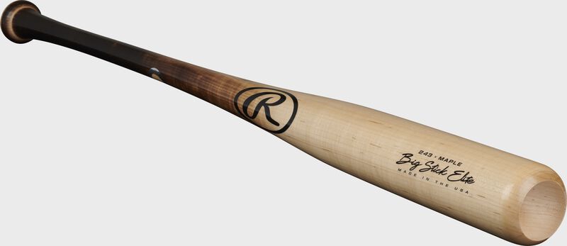 Angled view of a 2021 Big Stick Elite 243 Maple Wood bat - SKU: 243RMF