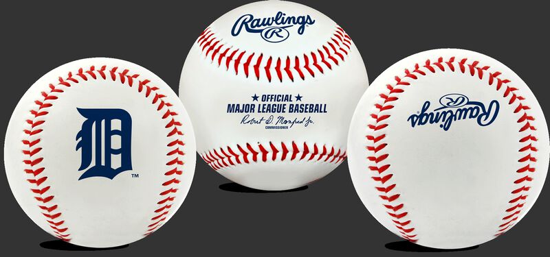 3 views of a MLB Detroit Tigers baseball
