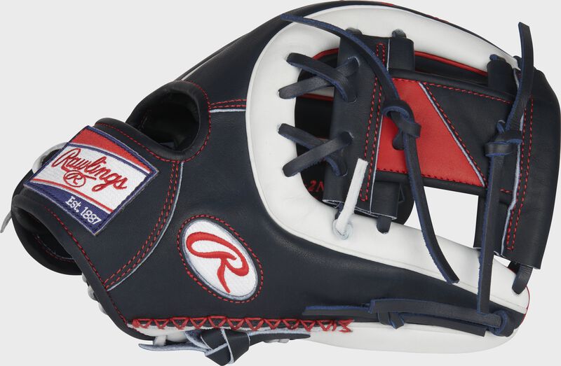 Web back view of red, white, and blue Limited Edition Heart of the Hide ColorSync 5.0 11.5-Inch I-Web Glove