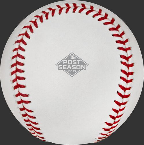 The 2019 MLB Postseason logo stamped on the ALCS19DL 2019 ALCS dueling baseball