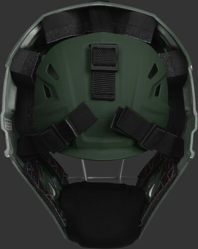 Adjustable back plate of a dark green CHV27J Velo 2.0 hockey style catcher's mask