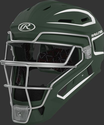 CHV27J dark green Velo 2.0 youth catcher's helmet with white trim