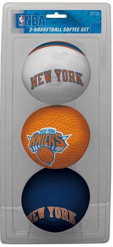 Rawlings White, Brown, and Navy NBA New York Knicks Three-Point Softee Basketball Set With Team Logo SKU #03524195114