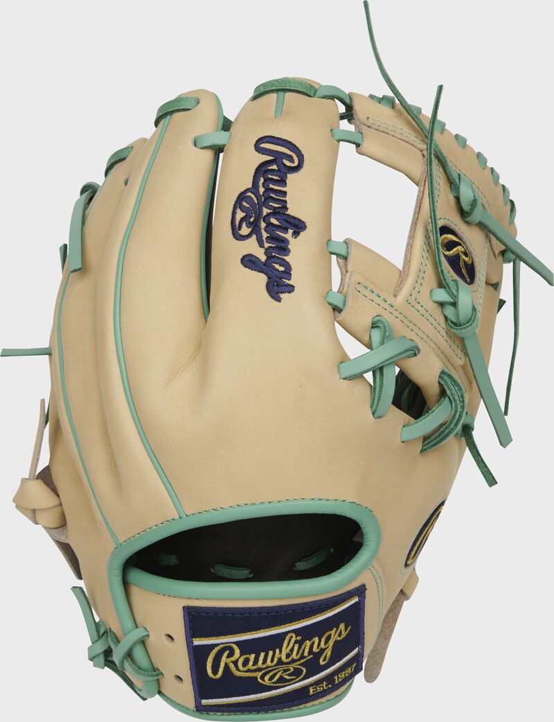 Camel back of a Rawlings Heart of the Hide 2023 MLB All-Star game glove with a black Rawlings patch - SKU: RSGRPROASG2023