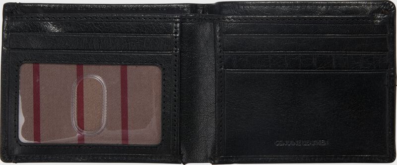 A black Rawlings Home Run Bi-Fold wallet opened up